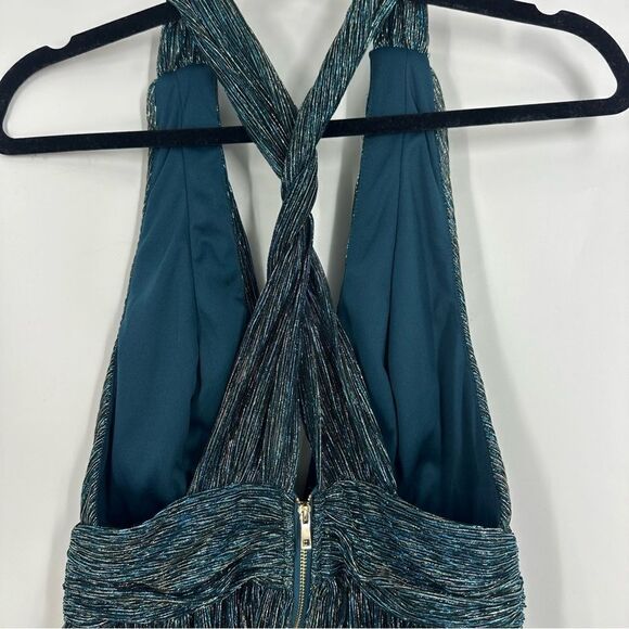 LULU’S Ailey Gold Teal Blue Skater Dress Sz XS - Picture 5 of 12